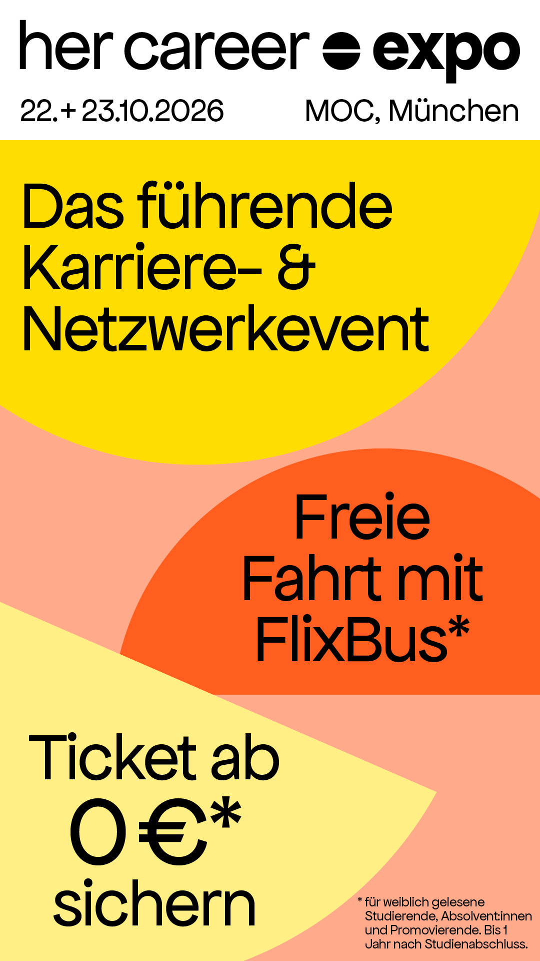 Visual freie fahrt mit Flixbus für Studentinnen